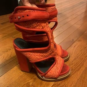 Monika Chaing Faiza Cuff Sandals Size 7 Red